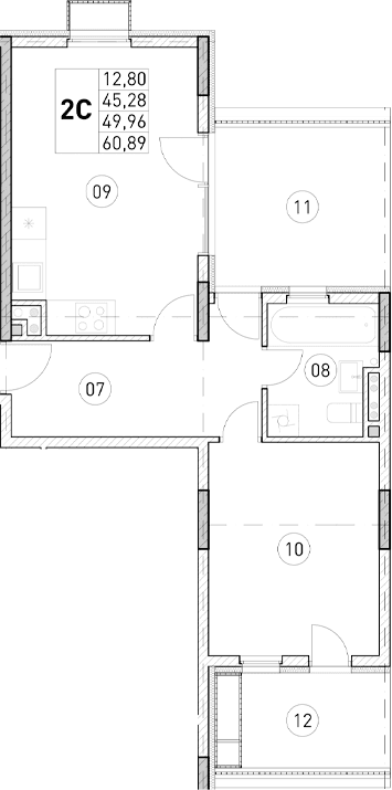 1-комн., 45.28 м²
