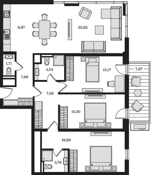 4-комн., 115.43 м²