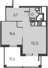 2-комн., 32.7 м²