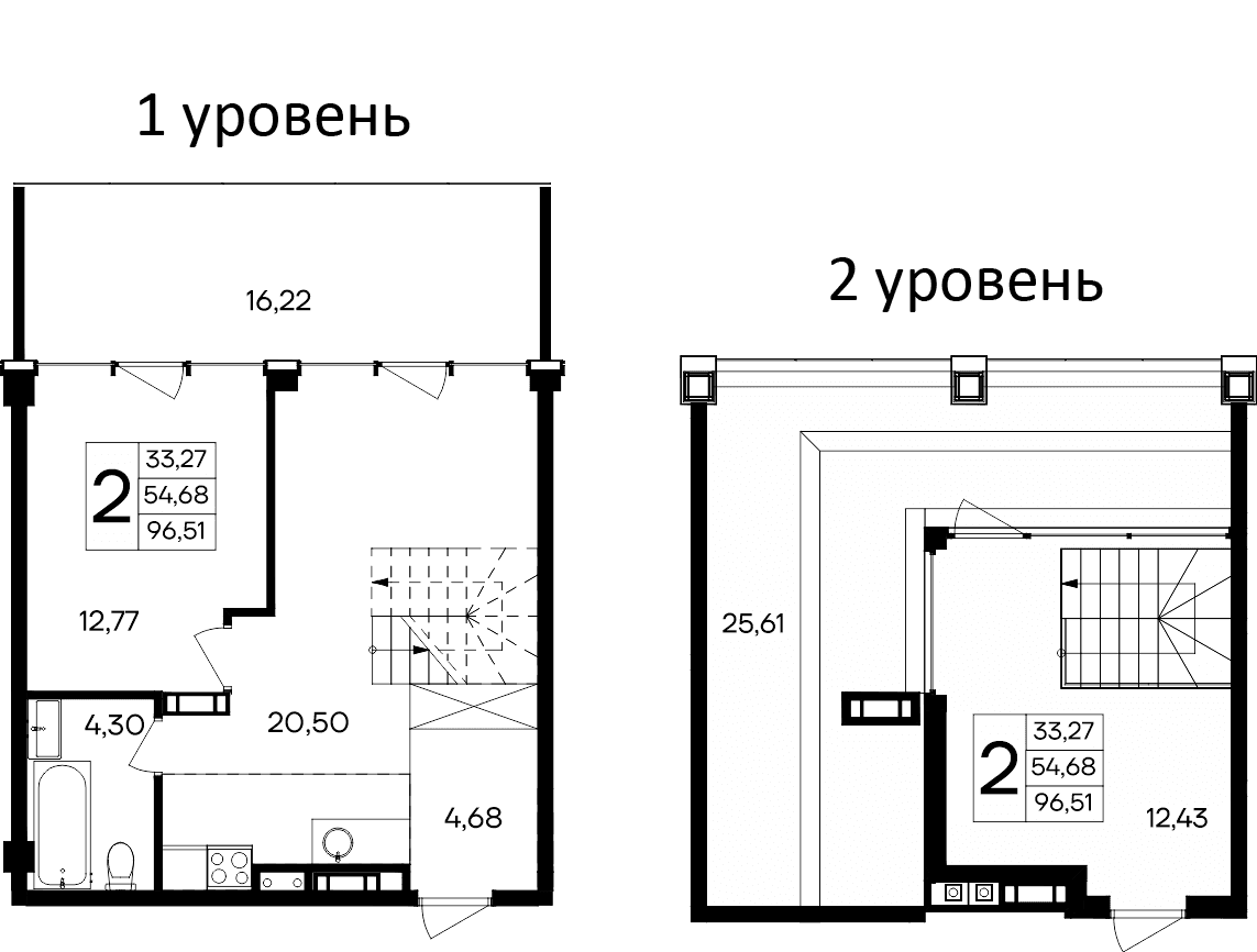 2-комн., 54.68 м²