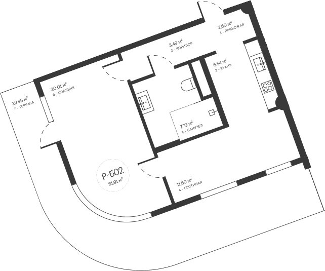 2-комн., 51.96 м²