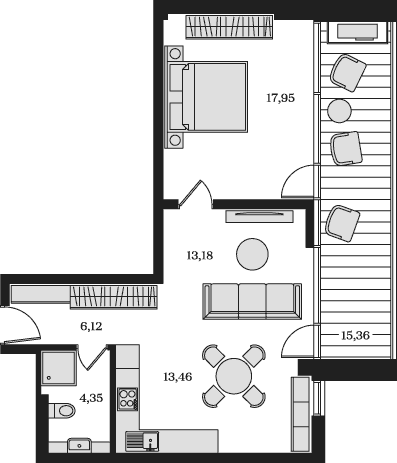2-комн., 55.06 м²